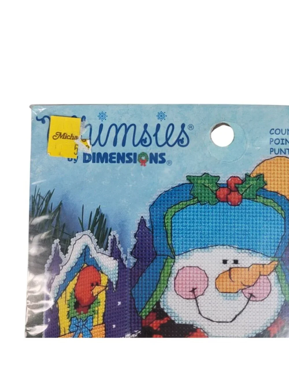 Dimensions Whimsies Counted Cross Stitich Kit Snowman with Birds #72746 2001 NEW